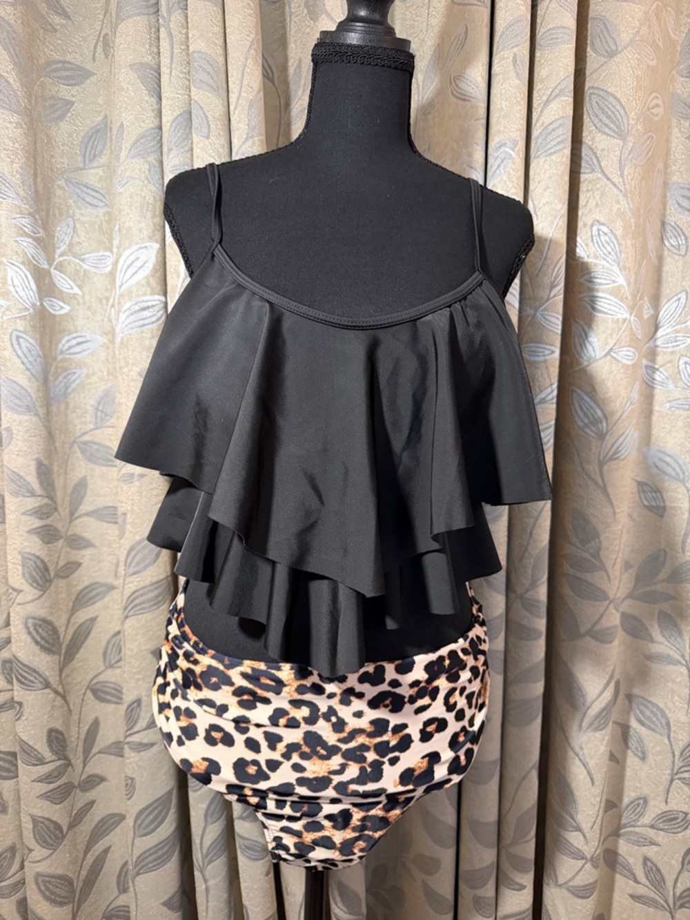 SHEIN Black and Leopard Bikini Set